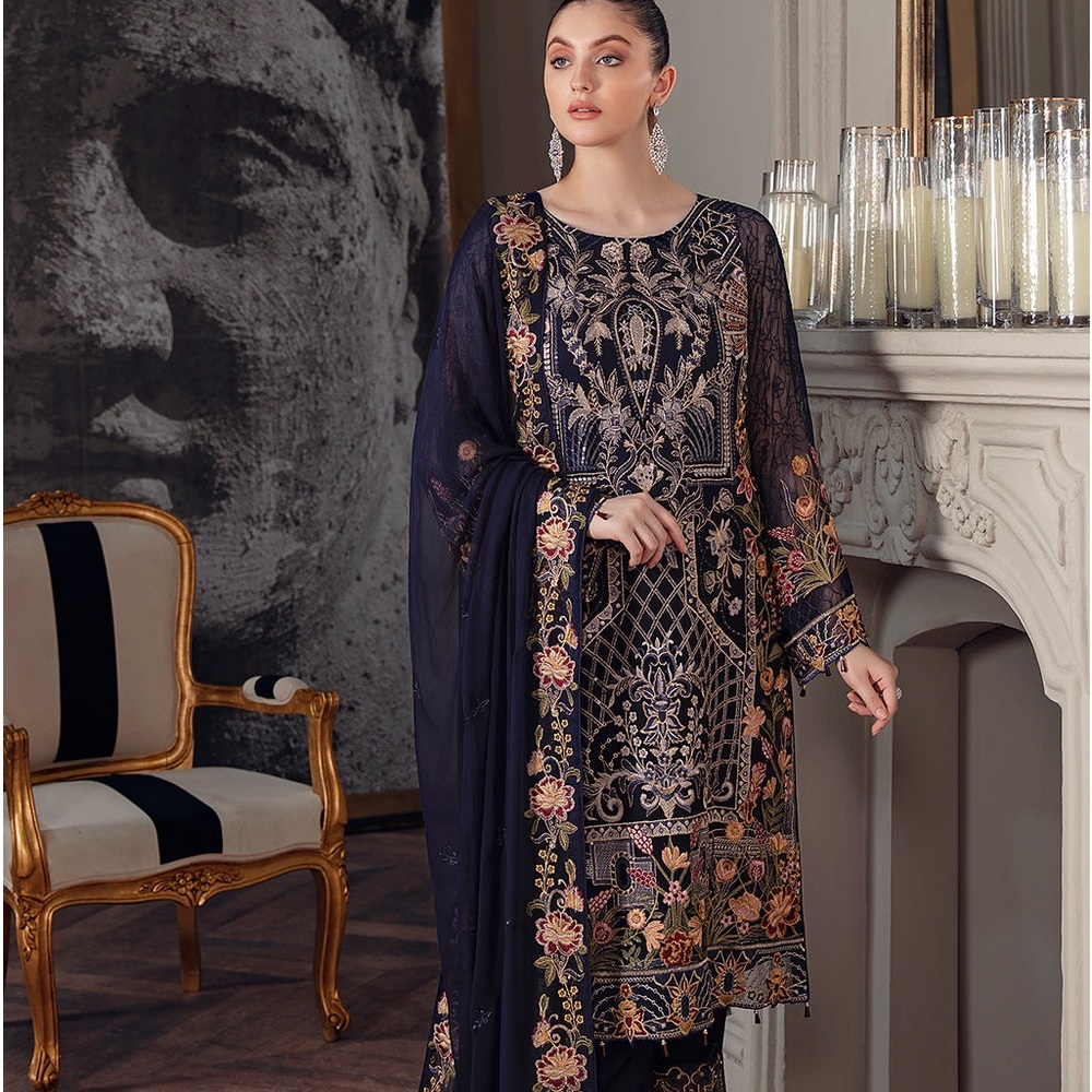 Pure chiffon embroidered dress